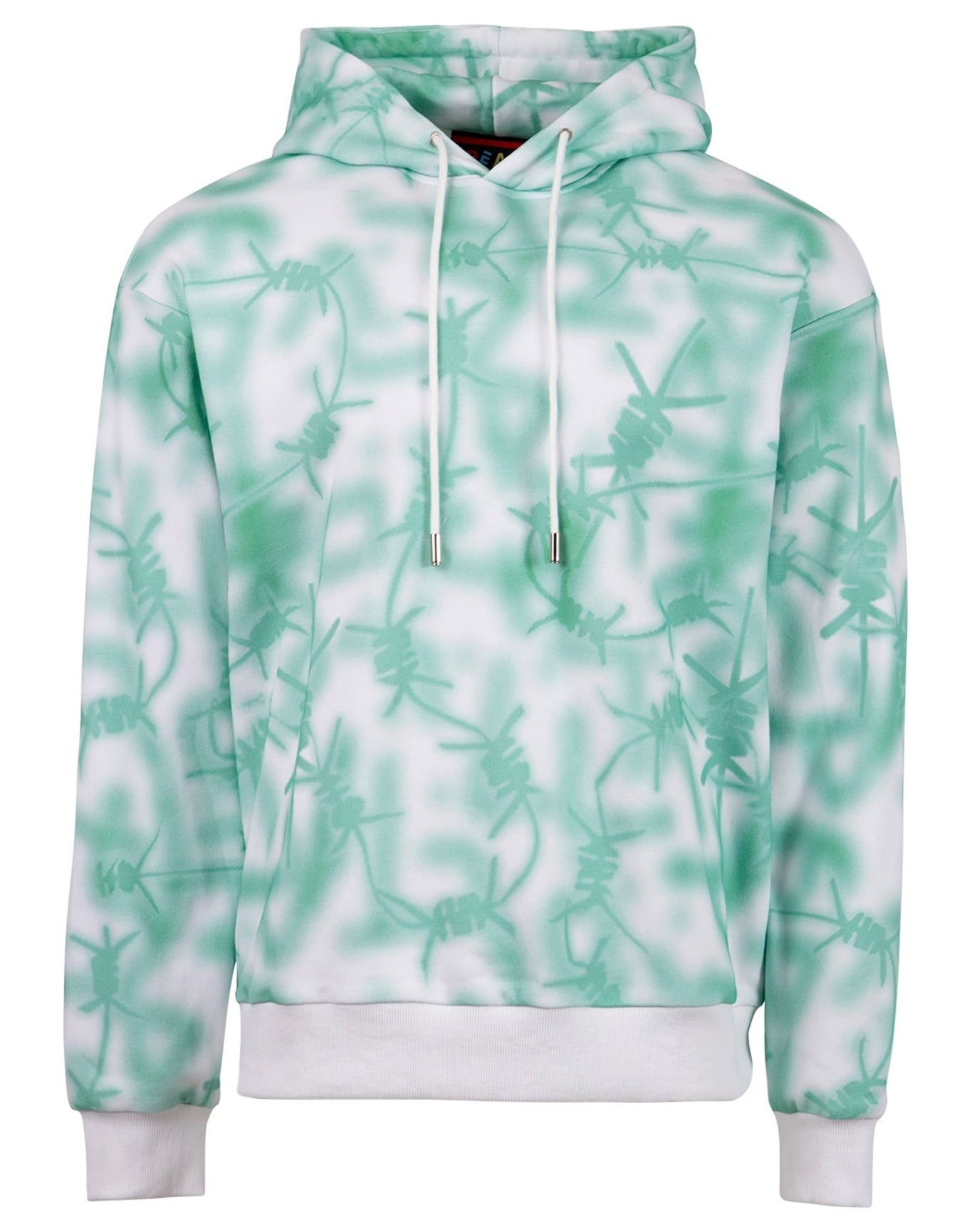 Real Buy | Men | Nails Print Tie Dye Hooded Sweatshirt | Green x White
