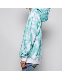 Real Buy | Men | Nails Print Tie Dye Hooded Sweatshirt | Green x White
