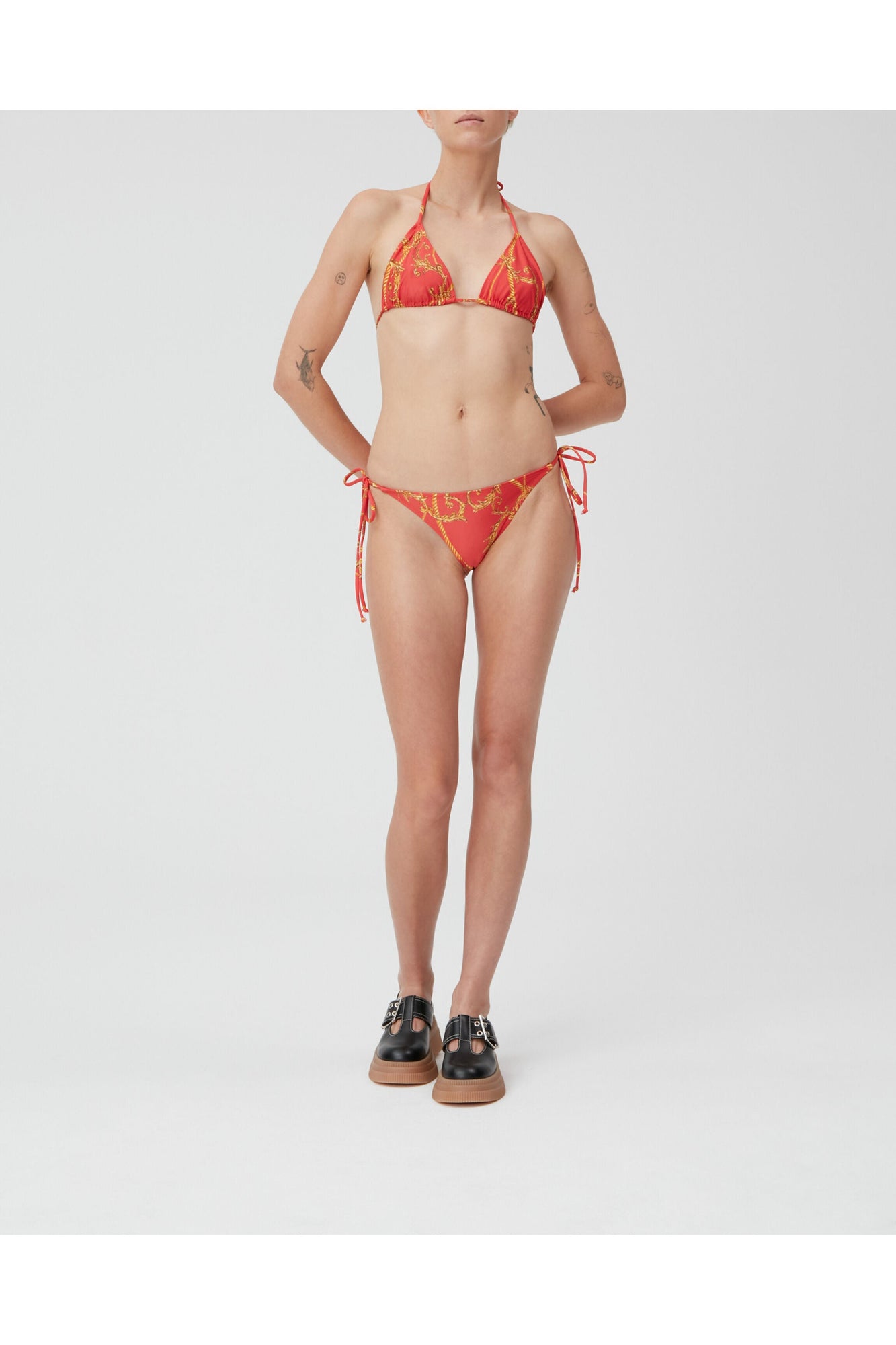 Recycled Printed String Bikini Briefs | High Risk Red