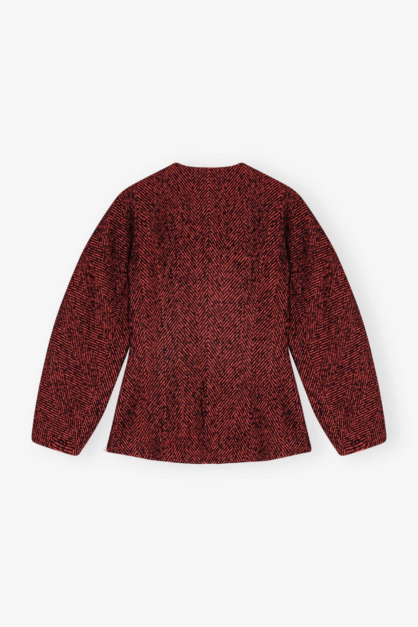 Red Herringbone Wool Curve Sleeve Blazer | Winery