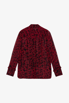 Red Printed Light Georgette Ruffle Shirt | Syrah