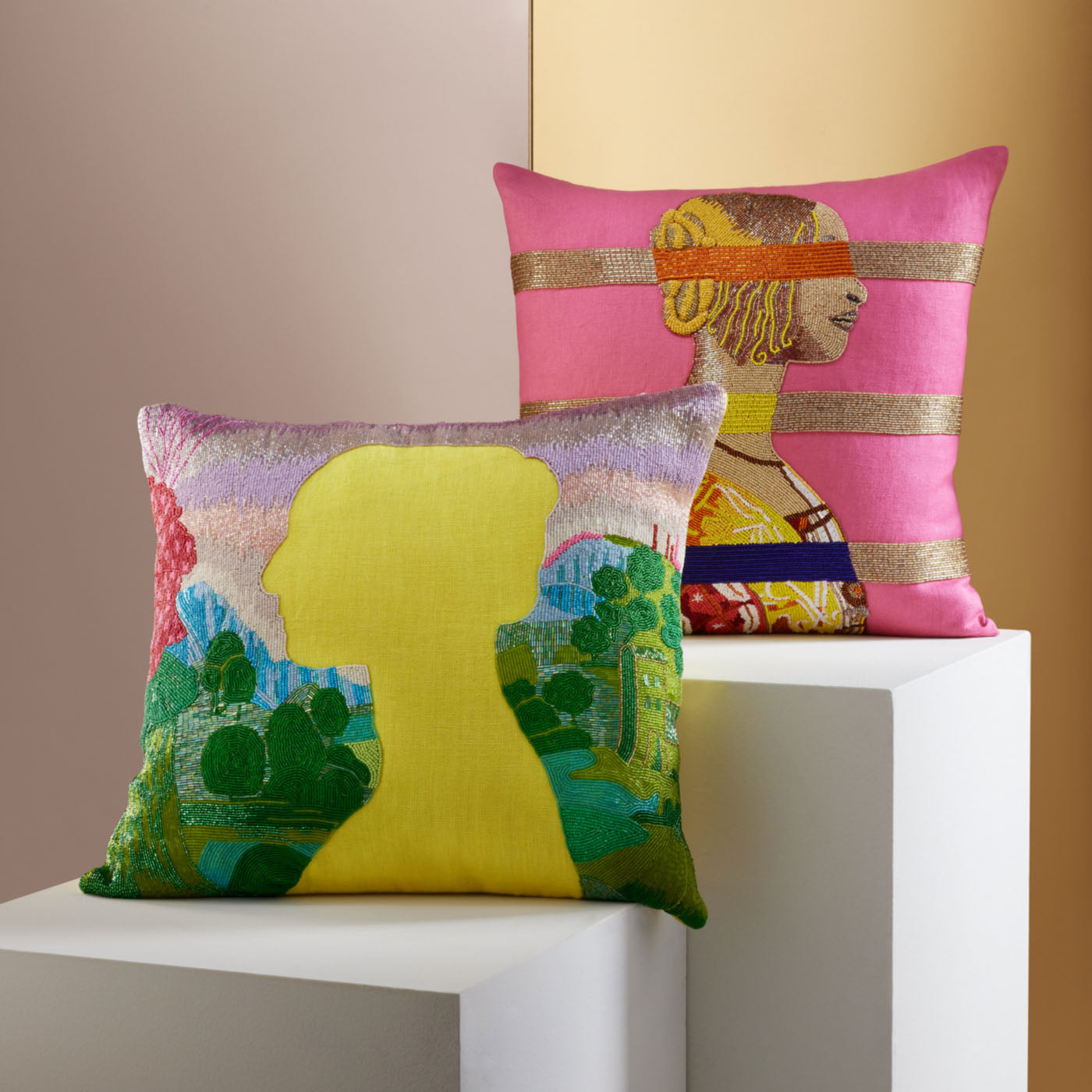 Renaissance Bars Beaded Pillow | Multi