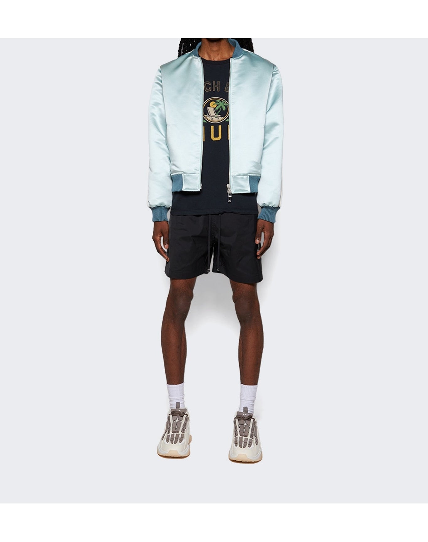 Rhude | Men | 02 Satin Bomber | Mint x Crème