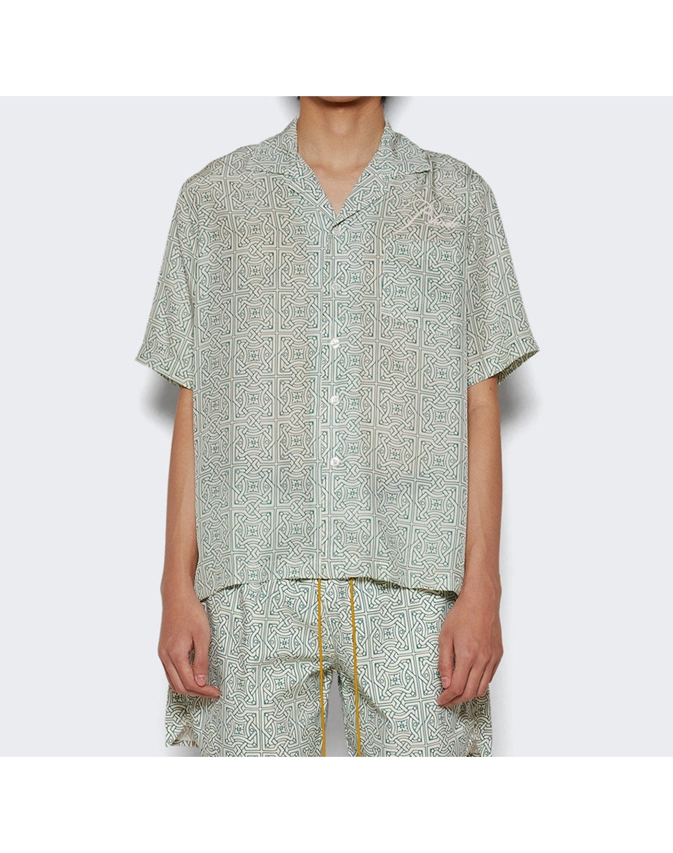 Rhude | Men | Cravat Shirt | Teal x Ivory