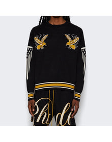 Rhude | Men | Eagle Souvenir Knit Crewneck | Black x Yellow