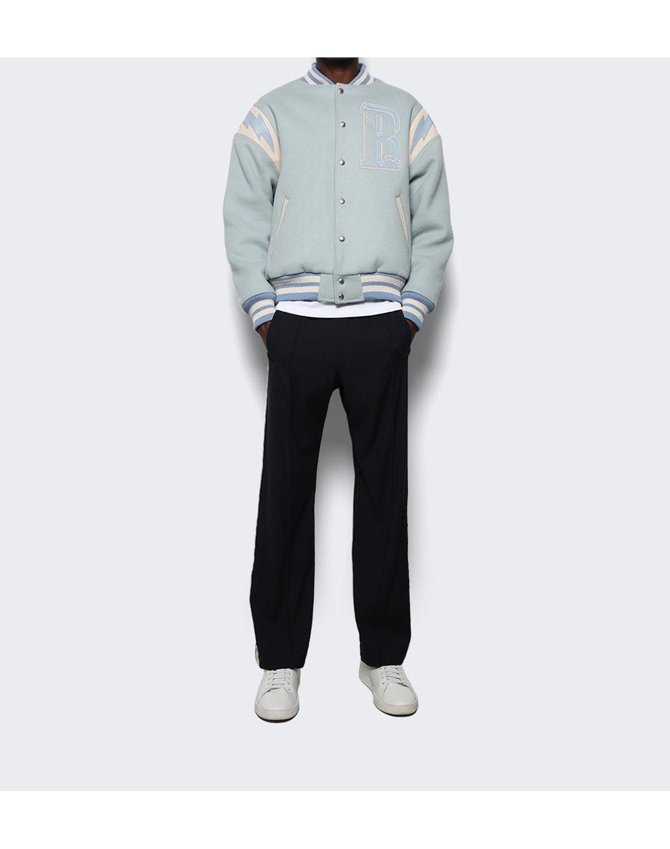 Rhude | Men | Lighting Varsity Jacket | Mint x Cream
