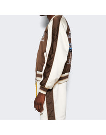 Rhude | Men | Satin Souvenier Jacket | Brown x Cream