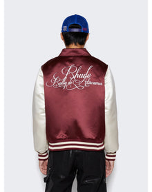 Rhude | Men | Satin Varsity Jacket | Maroon