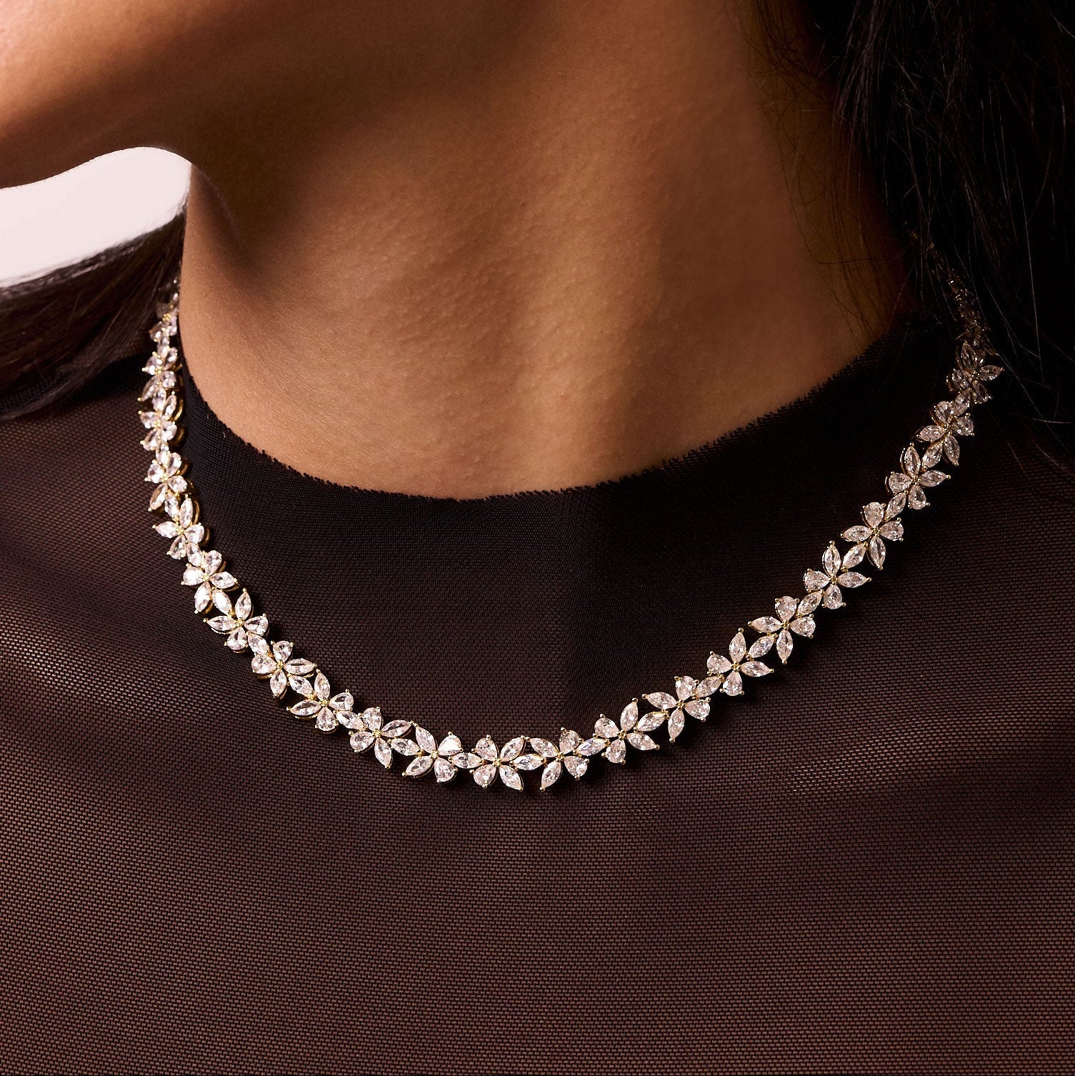 Wealthy Necklace | Clear Crystal | 14K Gold Plated