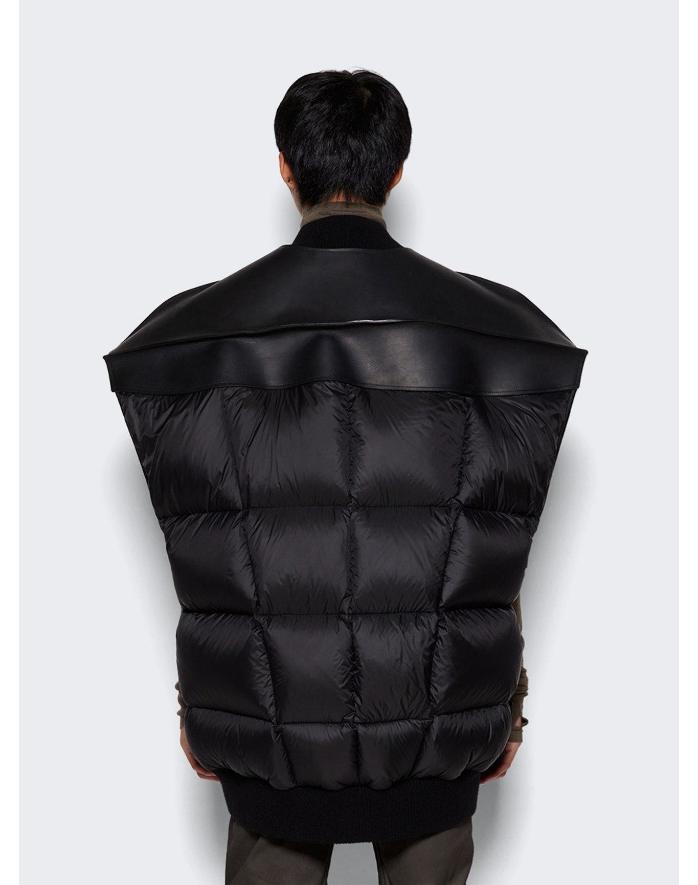 Rick Owens | Men | Padded Leather Jumbo Flight Vest | Black