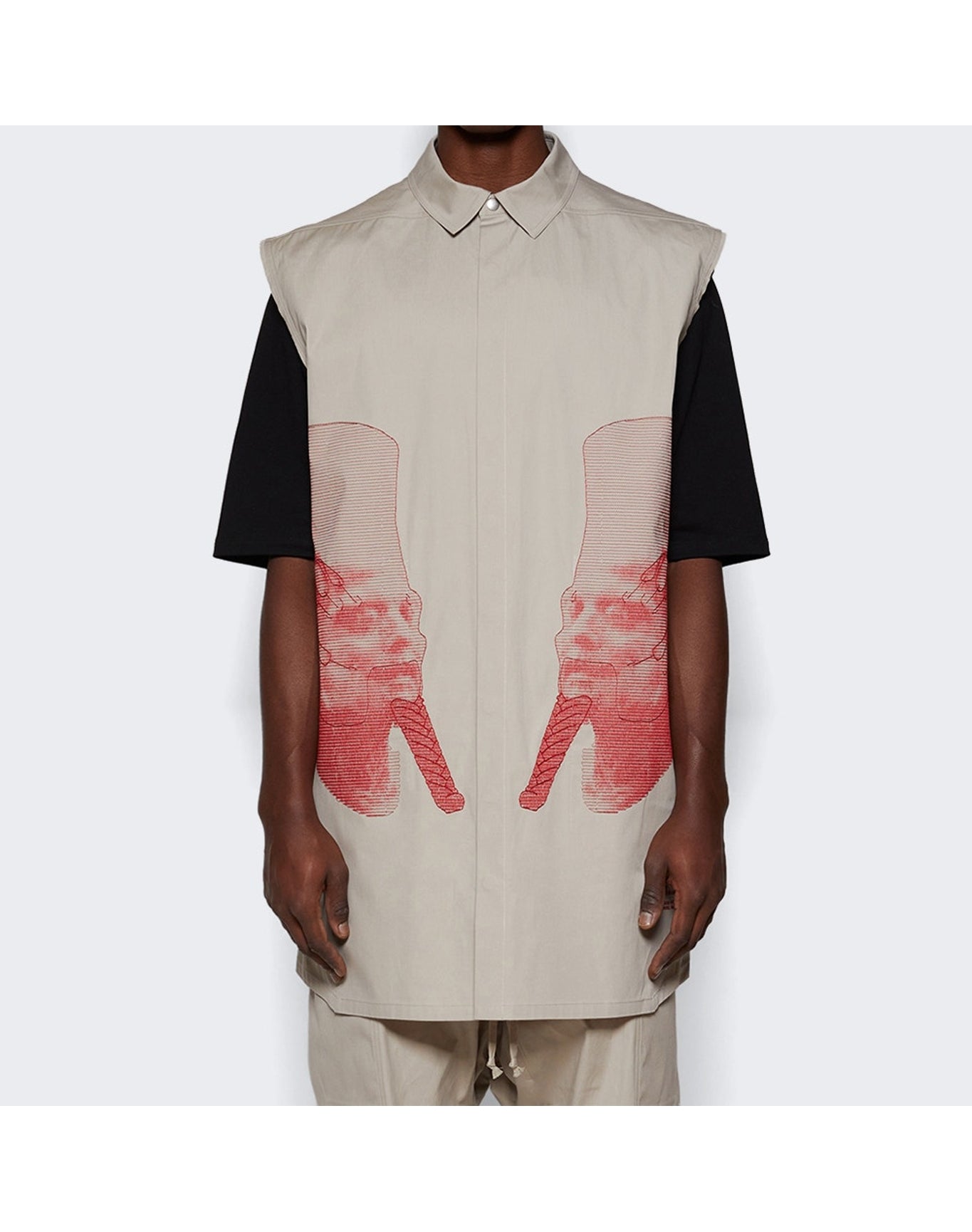 Rick Owens | Men | Ron Jumbo Outershirt | Pearl x Cardinal Red