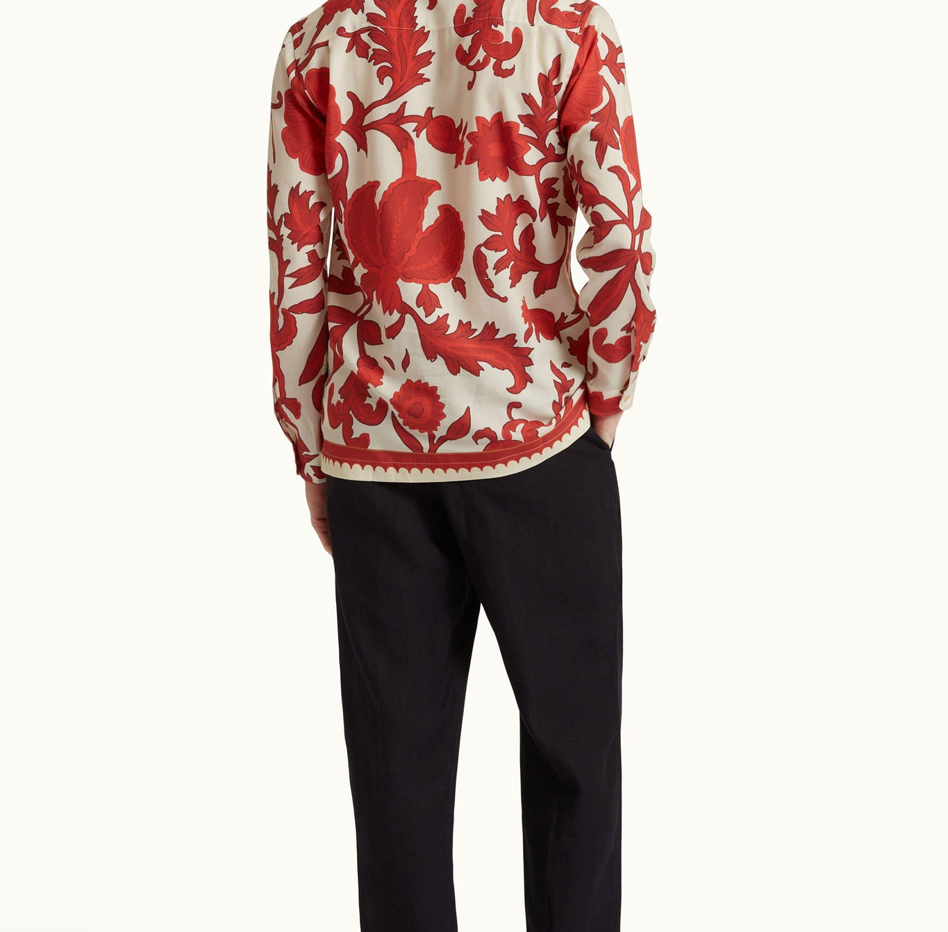 Ridley Dragonflower Print Relaxed Fit Classic Collar Shirt | Summer Red/White Sand