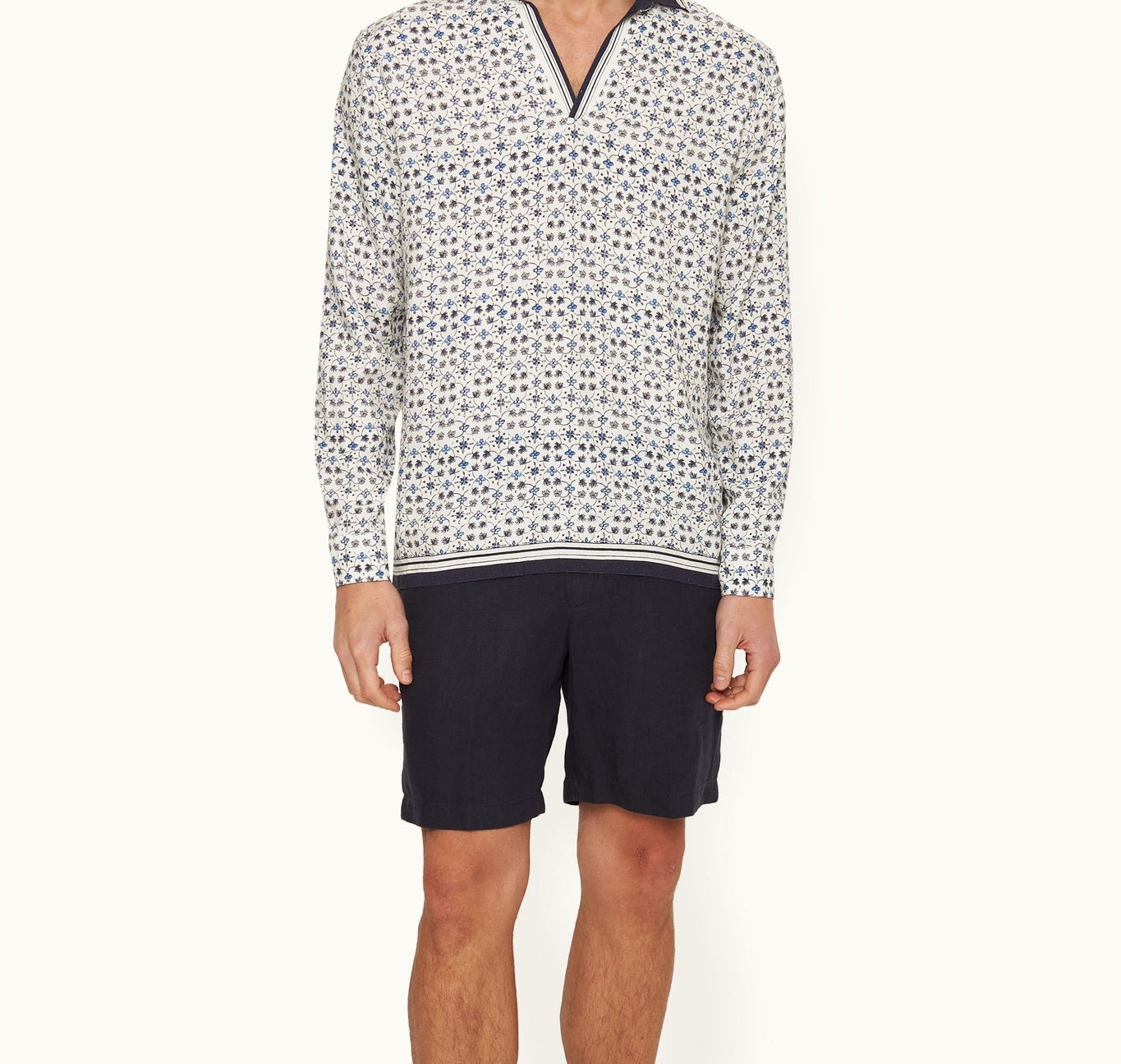 Ridley Fiore Print Relaxed Fit Resort Placket Overhead Shirt | Cashew