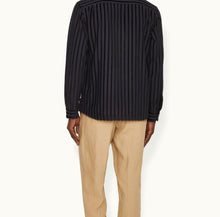 Ridley Tonal Chenille Stripe Relaxed Fit Overhead Shirt | Night Iris