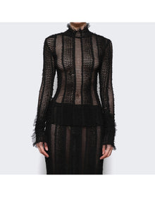 Roberta Einer | Women | Angel Long Sleeve Sheer Top | Black