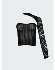 Roberta Einer | Women | Asymmetric Sheer Mali Top | Black