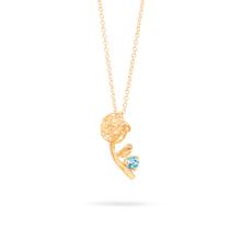 Stone and Strand 10K Yellow Gold Rose Charm With Blue Topaz Necklace Front Image