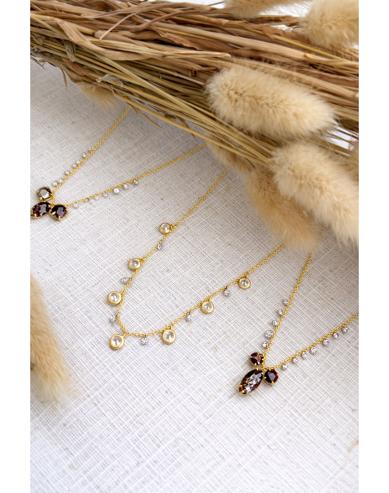 Rough Diamond Station Necklace | 14K Two Tone Gold