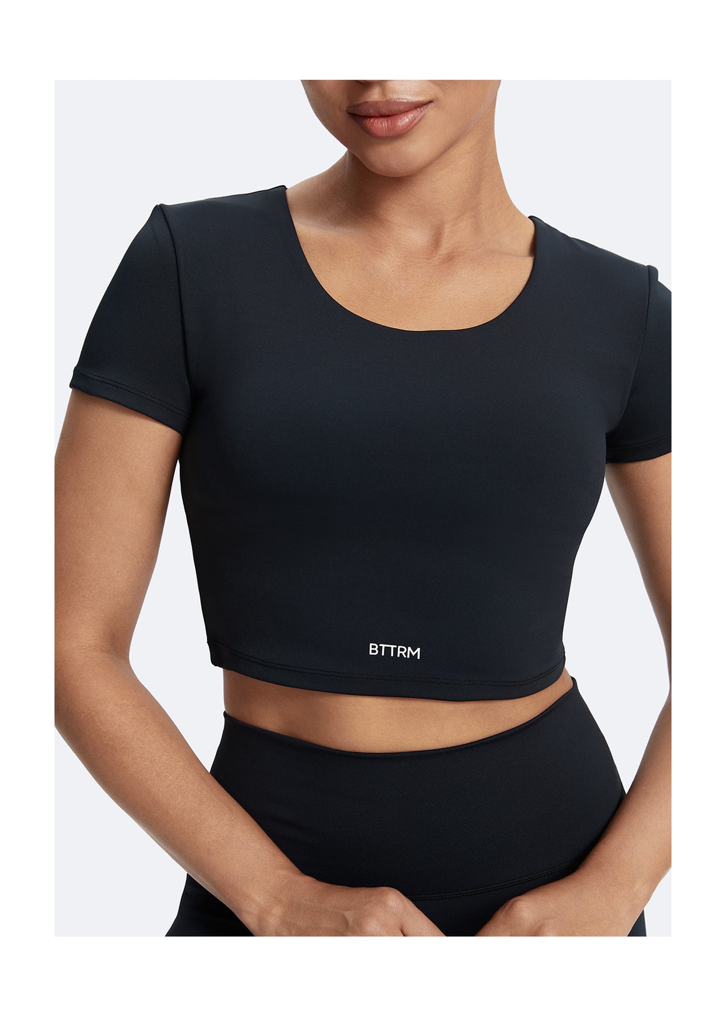 Round Neck Crop Top | Black