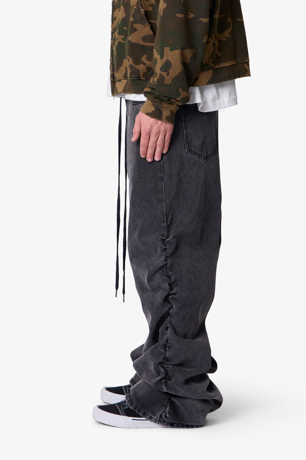 Ruched Denim | Washed Black