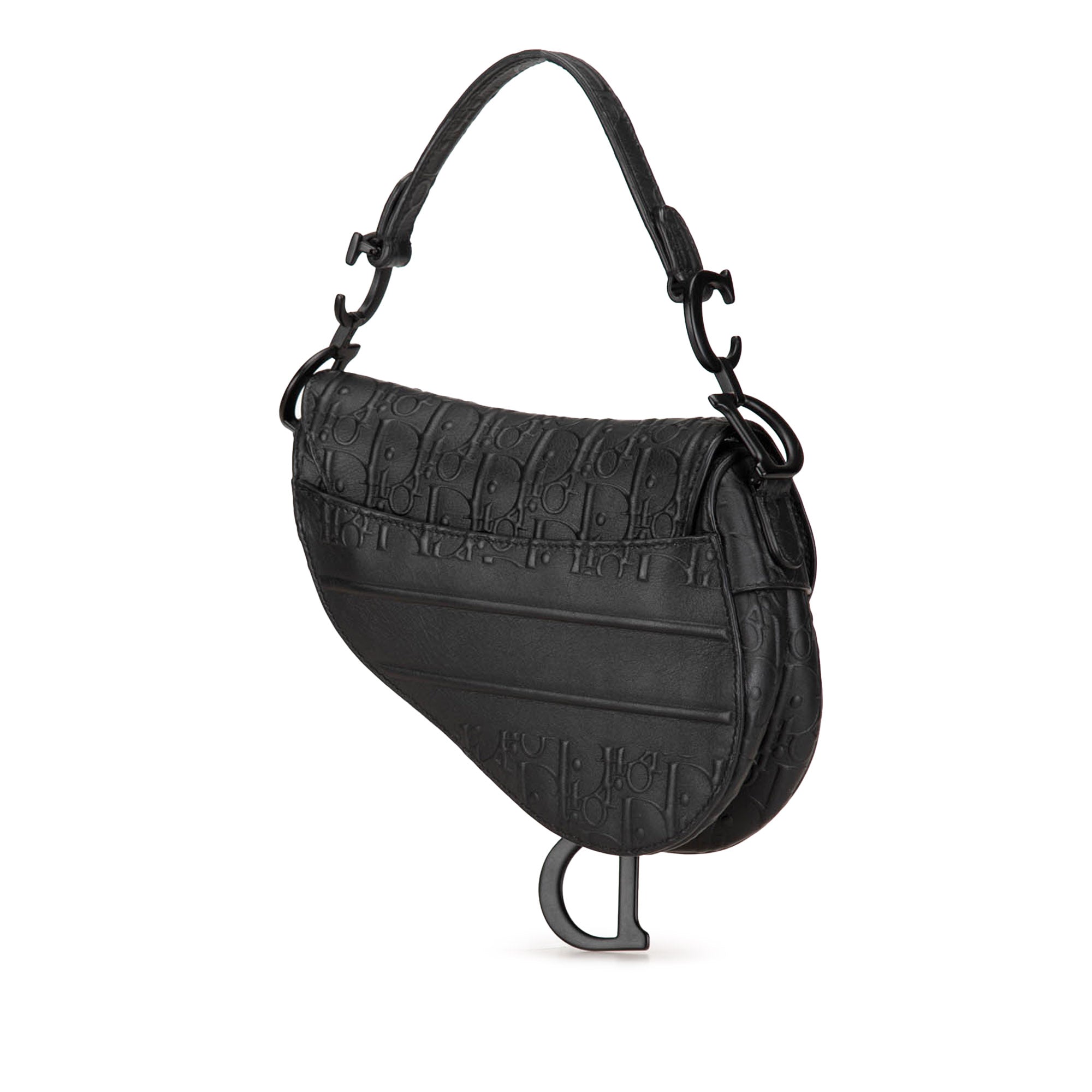 Dior | Pre-Owned Mini Oblique Embossed Calfskin Saddle | Black