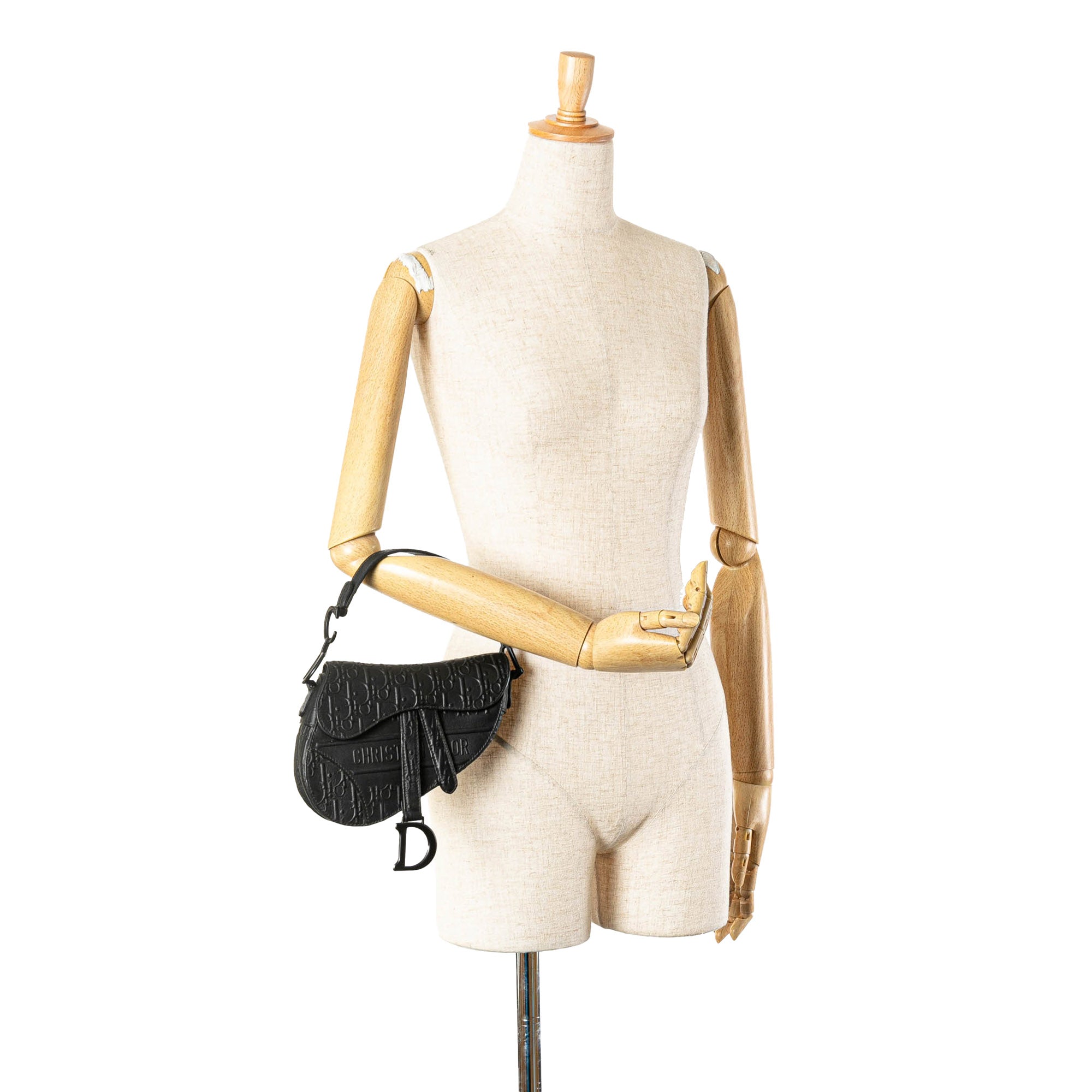 Dior | Pre-Owned Mini Oblique Embossed Calfskin Saddle | Black