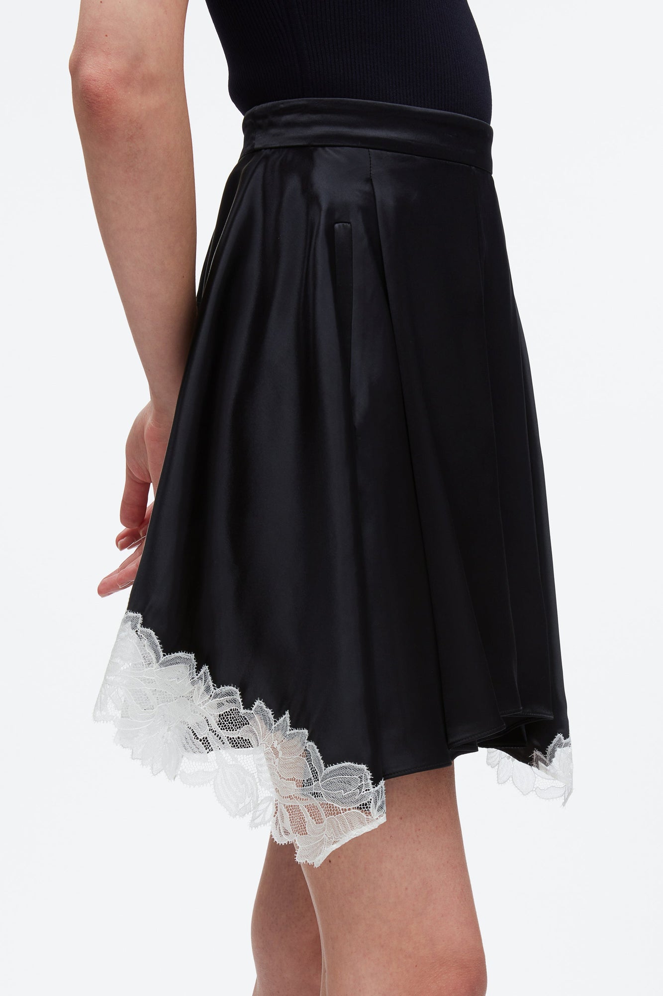 Liquid Satin Mini Skirt | Black/Ivory