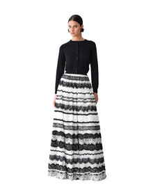 Embroidered Ball Skirt | White x Black