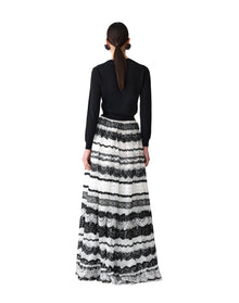 Embroidered Ball Skirt | White x Black