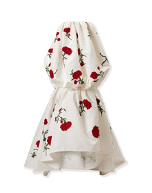 Embroidered Strapless Bubble Gown | Ivory Multi