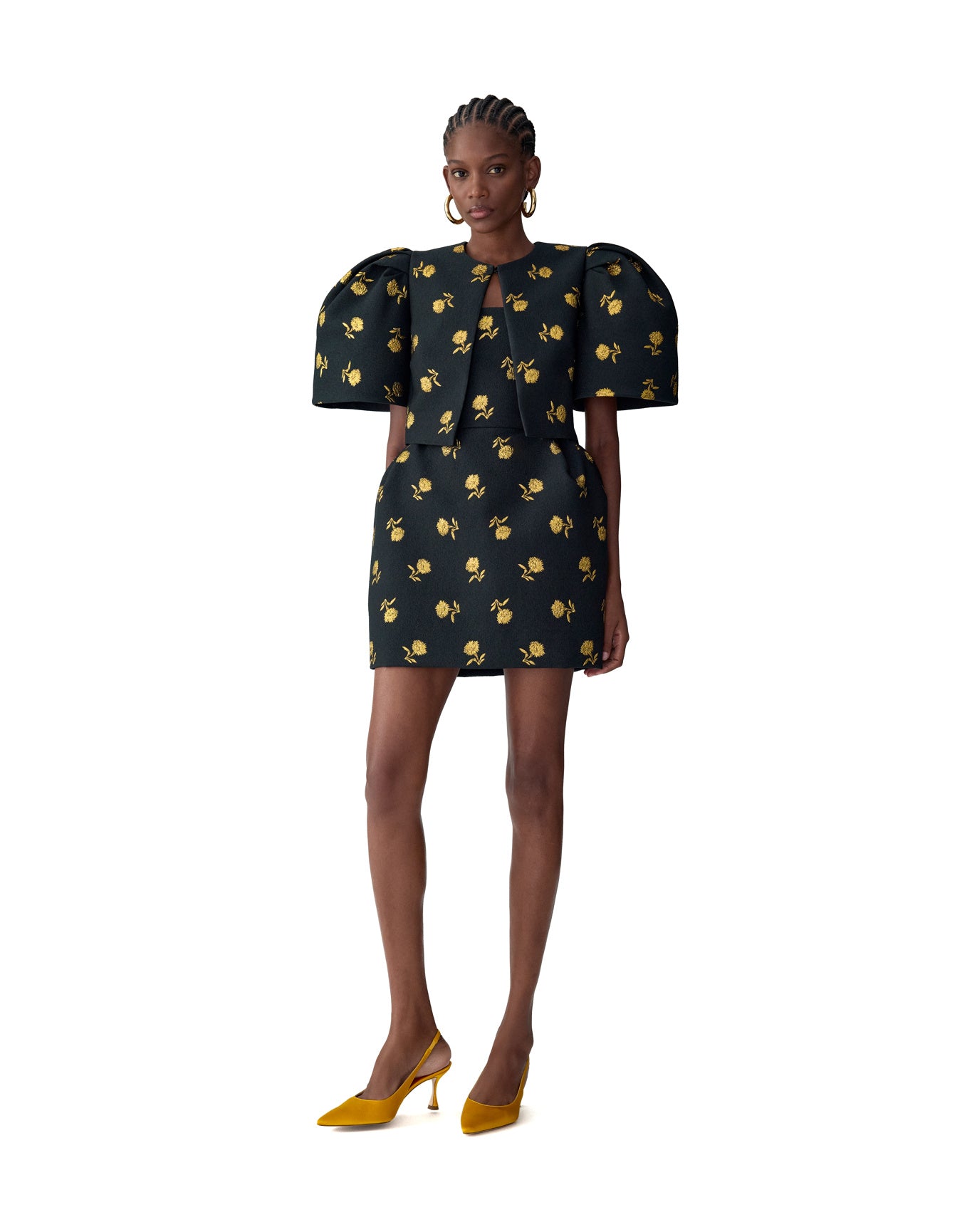 Thin Strap Bell Shaped Mini Dress | Black Multi