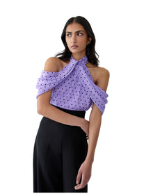 Halter Neck Draped Off Shoulder Top | Violeta Multi
