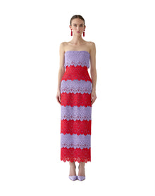 Strapless Ankle Length Dress | Herrera Red Mul