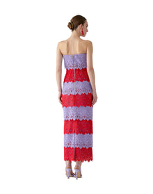 Strapless Ankle Length Dress | Herrera Red Mul