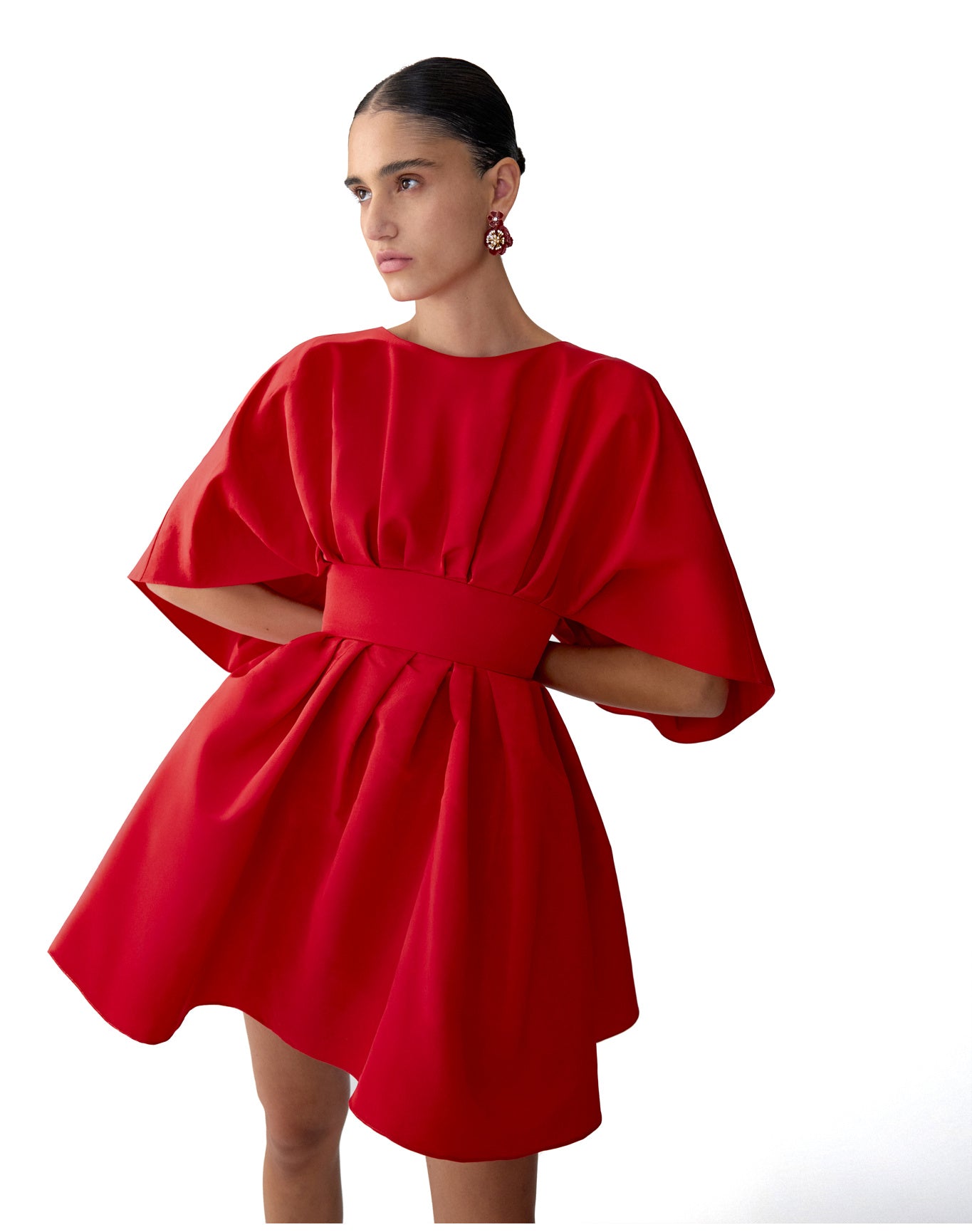 Fan Bodice Dress | Herrera Red