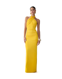 Criss-Cross Halter Neck Gown | Saffron