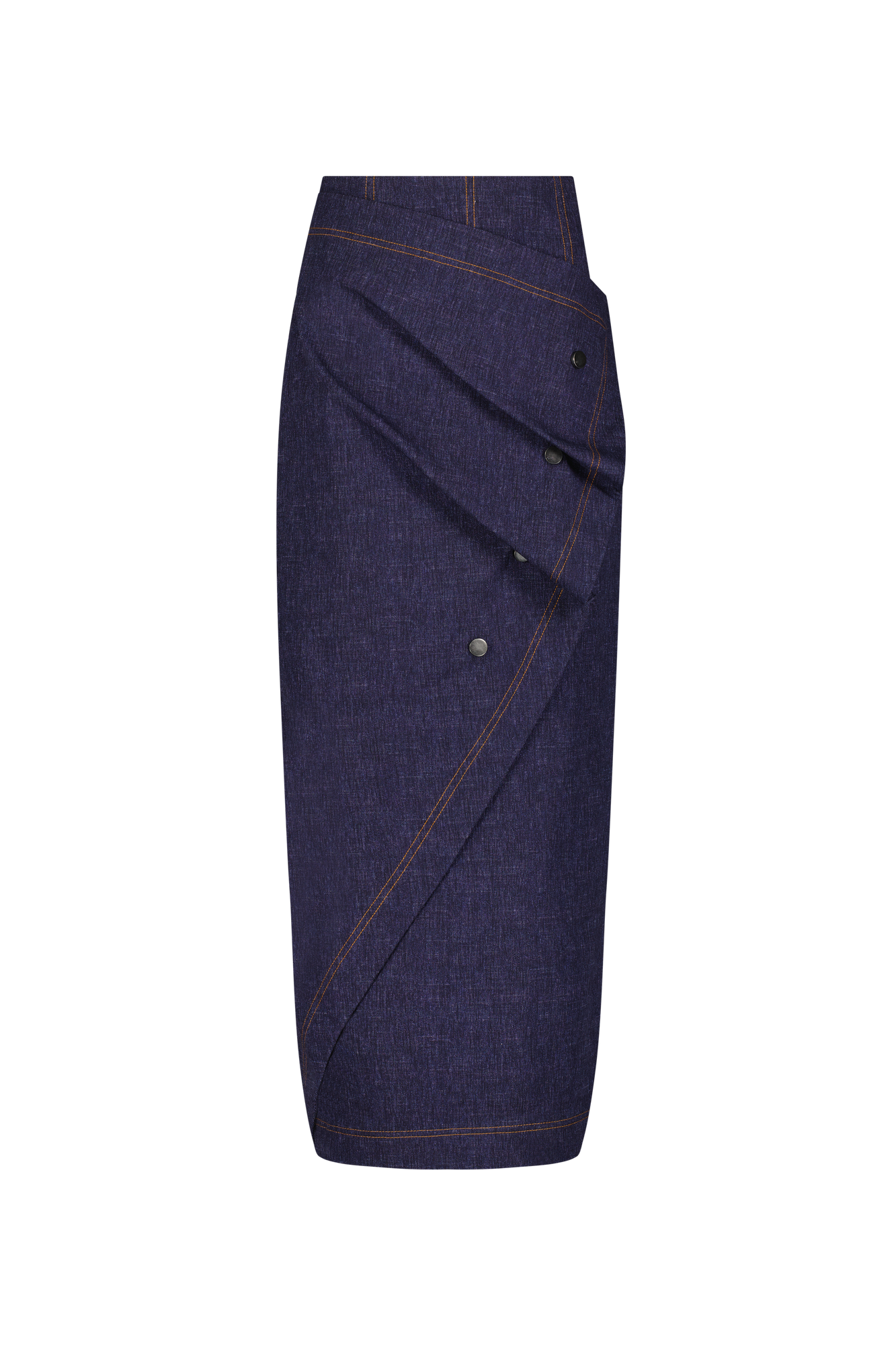 Stretch Denim Ruffle Skirt | Midnight