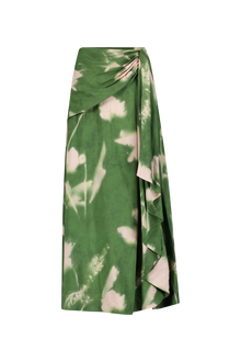 Abstract Floral Crepe Cascade Skirt | Cactus
