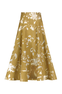 Floral Jacquard Parker Skirt | Camel