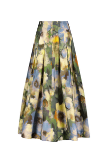 Floral Printed Cotton Full Skirt | Cactus Multi