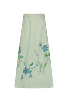Floral Striped Cotton A-Line Skirt | Mallard Multi