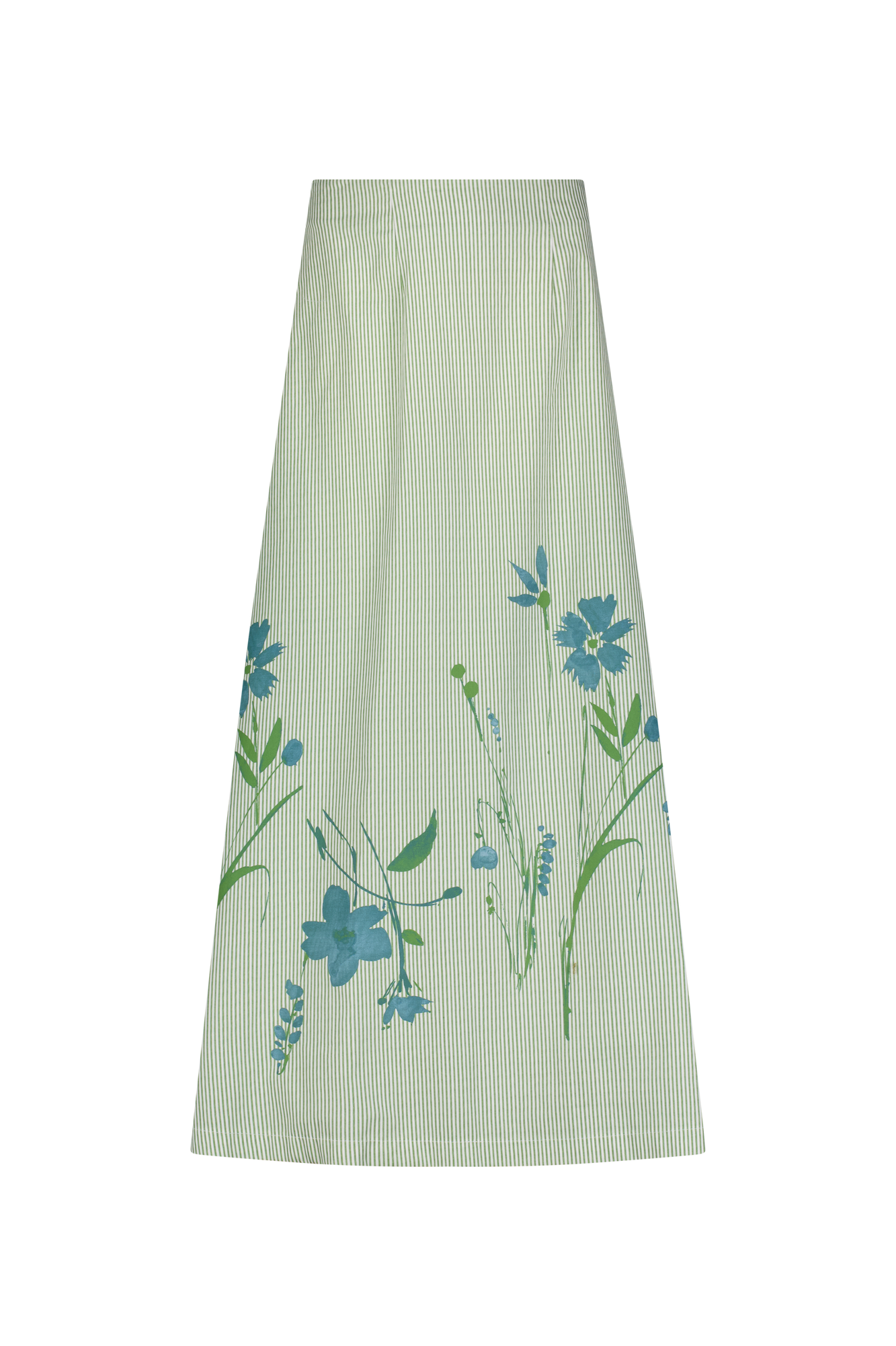 Floral Striped Cotton A-Line Skirt | Mallard Multi