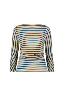 Striped Jersey Ruched Top | Cream/Mallard