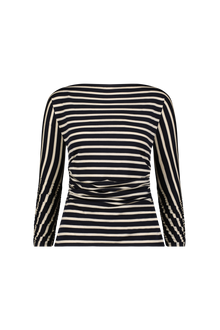 Striped Jersey Ruched Top | Navy/Cream