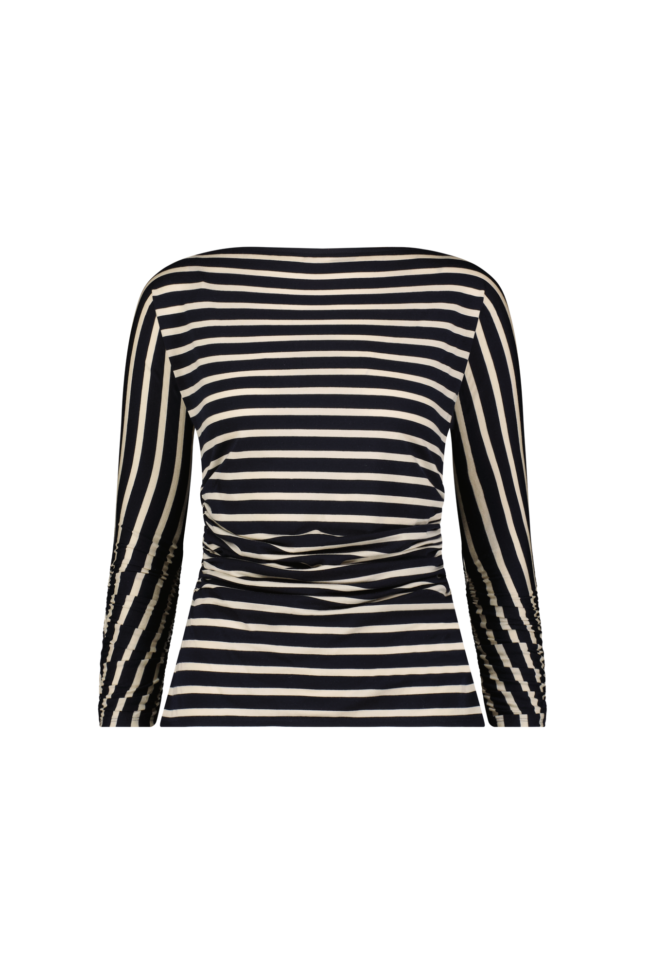 Striped Jersey Ruched Top | Navy/Cream