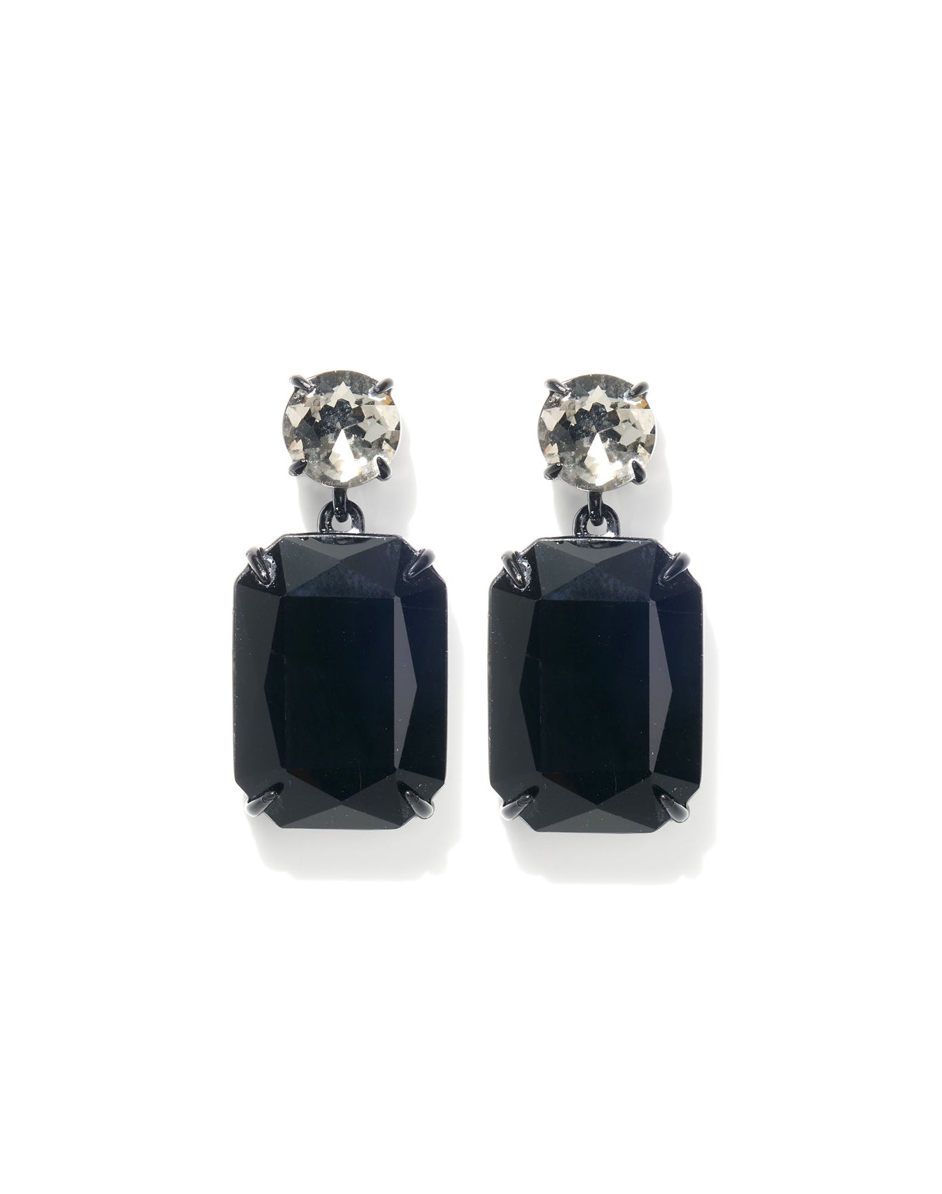 Crystal Riviere Drop Earring | Black