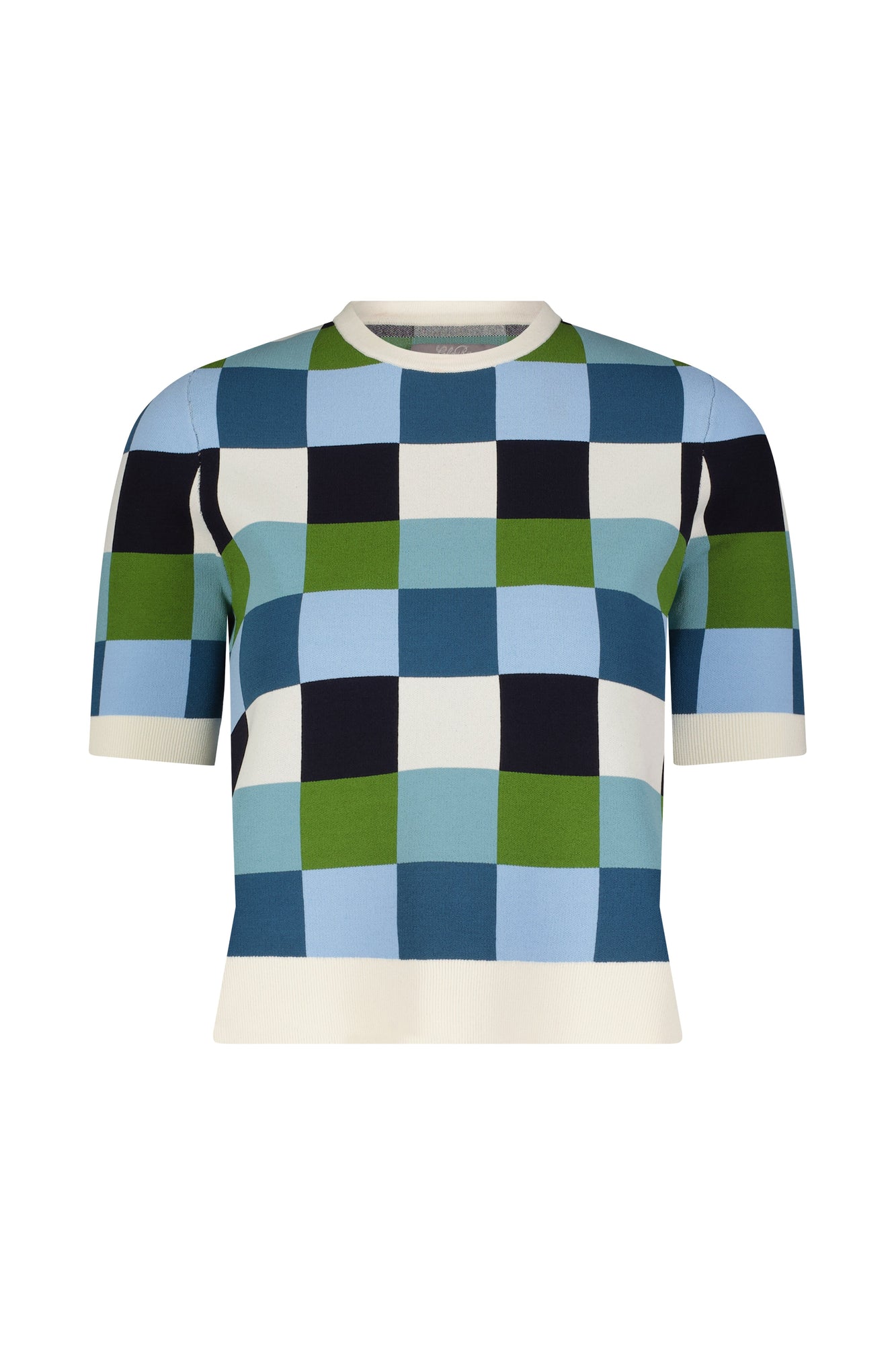 Box Jacquard Knit Top | Mallard Multi