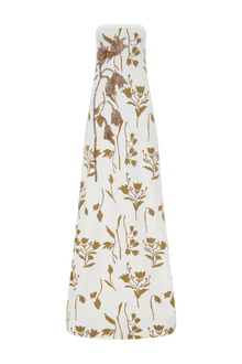 Floral Jacquard Knit Beaded Strapless Dress | Cream/Camel