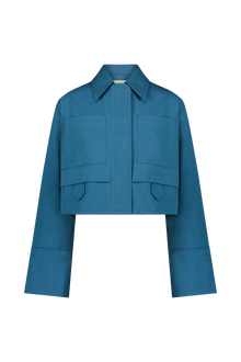 Stretch Cotton Cropped Jacket | Mallard