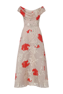 Floral Fil Coupe Draped Dress | Blush Multi